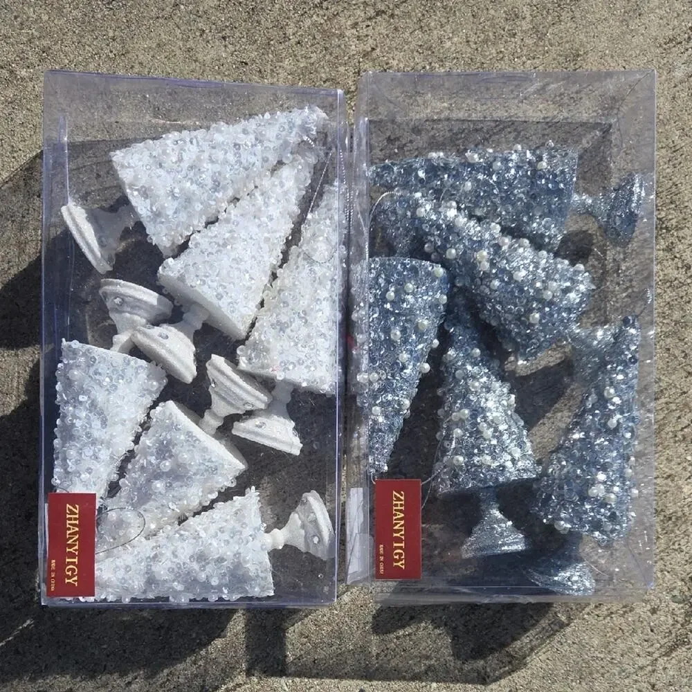 Ziantycy Glitter Cone Christmas Trees Set